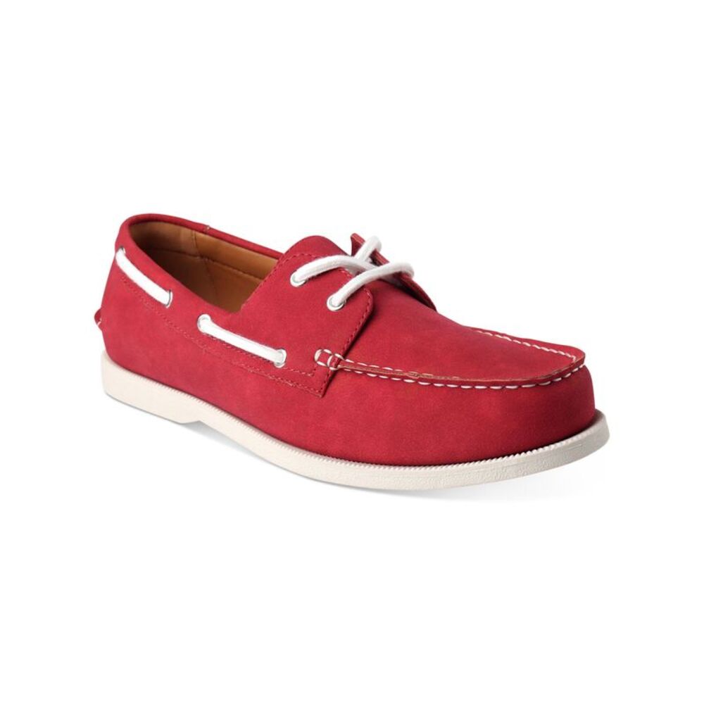CLUBROOM Mens Red Comfort Elliot Round Toe Lace-Up Boat Shoes 11 M